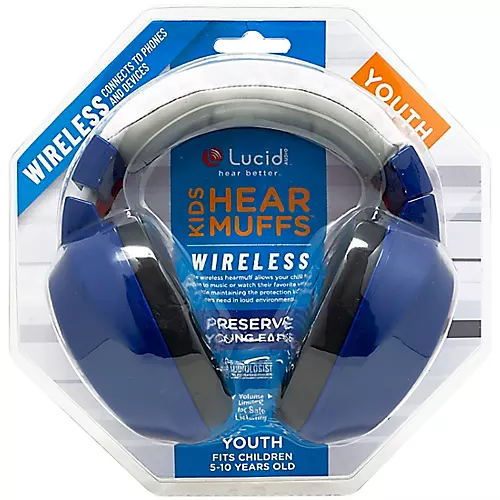 Lucid Audio Bluetooth Wireless Hearmuffs for Kids (5-10) Red