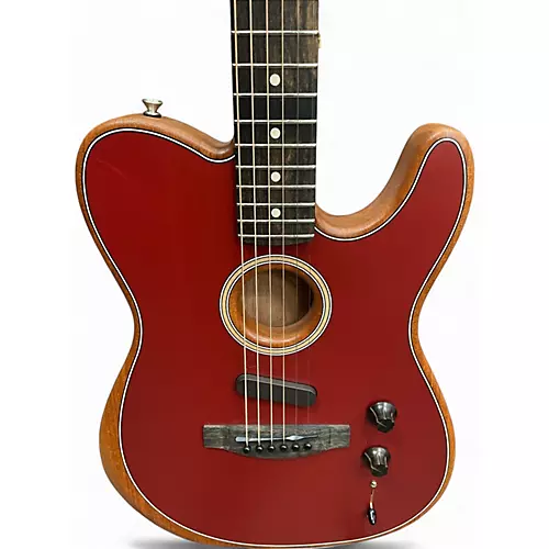 Used Fender American Acoustasonic Telecaster Red Acoustic Electric Guitar Red