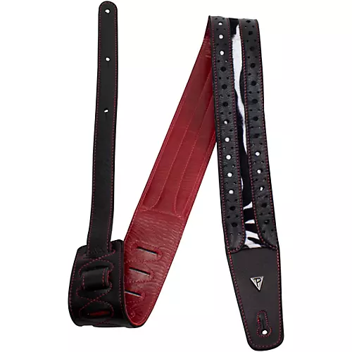 Perri's Italian Leather Guitar Strap Oxford - Blk/Teal 2.5 in.