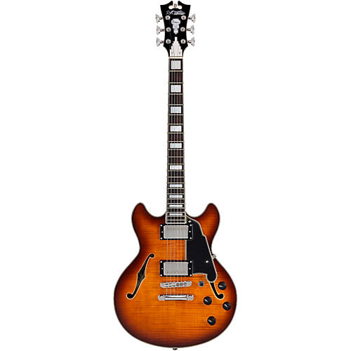 D'Angelico Premier Mini DC Semi-Hollow Electric Guitar With Stopbar Tailpiece Black Flake