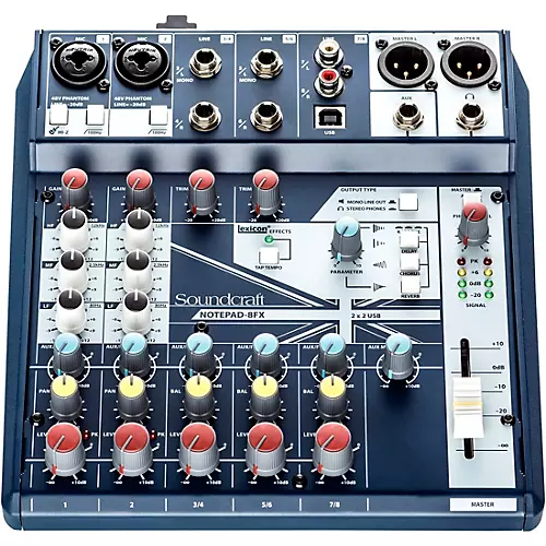 Soundcraft Notepad-8FX Small-Format 8-Channel Analog Mixer With USB I/O and Effects