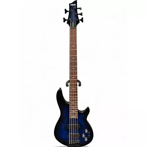 Used 2020s Schecter Guitar Research Omen Elite 5 blue burl Electric Bass Guitar blue burl