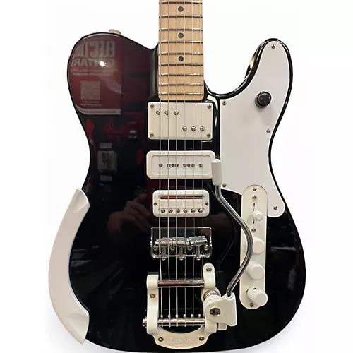 Used Fender ack White Triplecaster Telecaster Black Solid Body Electric Guitar Black