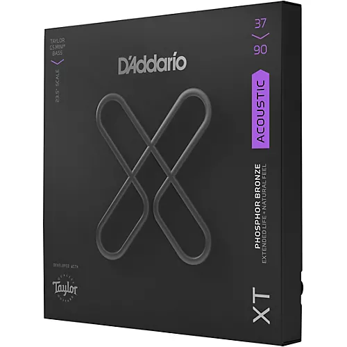 D'Addario XT Phosphor Bronze Bass Guitar Strings for Taylor GS Mini Bass, Custom Light, 37-90