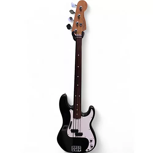 Used Fender American Standard Fretless Precision Bass Black and White Electric Bass Guitar Black and White