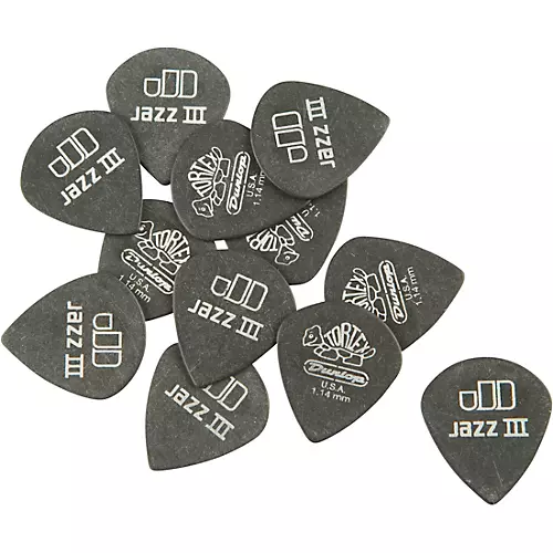 Dunlop Tortex Pitch Black Jazz Guitar Picks 1 Dozen 1.5 mm 12 Pack