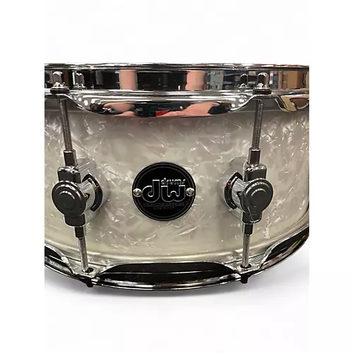 Used DW 5.5X14 Performance Series Snare Pearl White Drum Pearl White 10