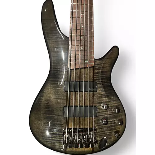 Used 2000s Ibanez Sound Gear SR706 Transparent Black Electric Bass Guitar Transparent Black