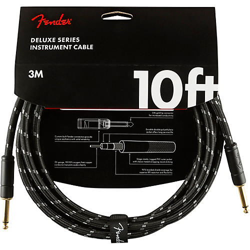 Fender Deluxe Series Straight to Straight Instrument Cable 25 ft. Black Tweed