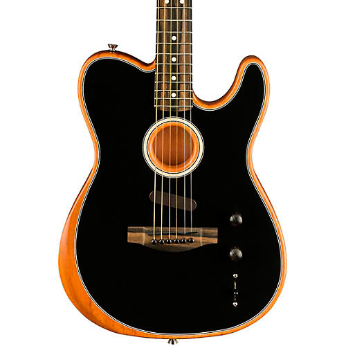 Fender American Acoustasonic Telecaster Ebony Fingerboard Acoustic-Electric Guitar Black