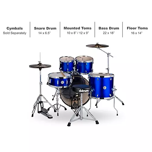 ddrum D2 5-Piece Complete Drum Kit Deep Aqua Sparkle