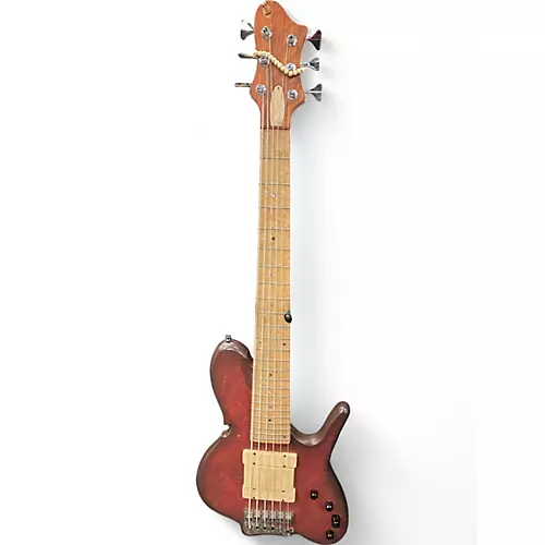 Used Wood N Tronics Zoid 6 Satin Red Electric Bass Guitar Satin Red