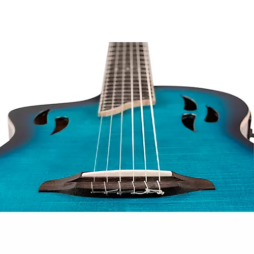 Ortega TourPlayer Deluxe Left-Handed Nylon-String Acoustic-Electric Guitar Blue Burst