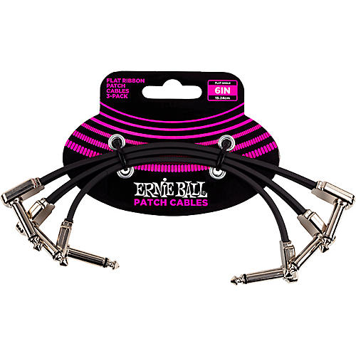 Ernie Ball Flat Ribbon 3-Pack Patch Cables 6 in. Red