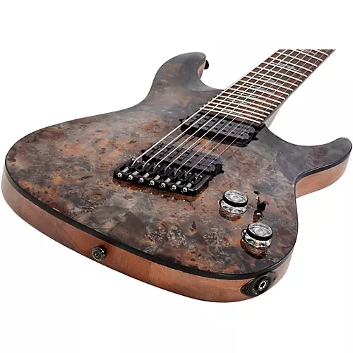 Schecter Guitar Research Omen Elite-7 MS Electric Guitar See-Thru Blue Burst