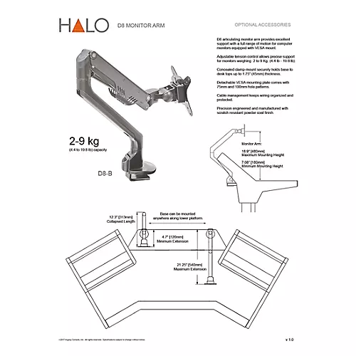 Argosy Halo.GE Plus Sit-Stand Workstation Desk With Original Hautelink Pattern Desktop