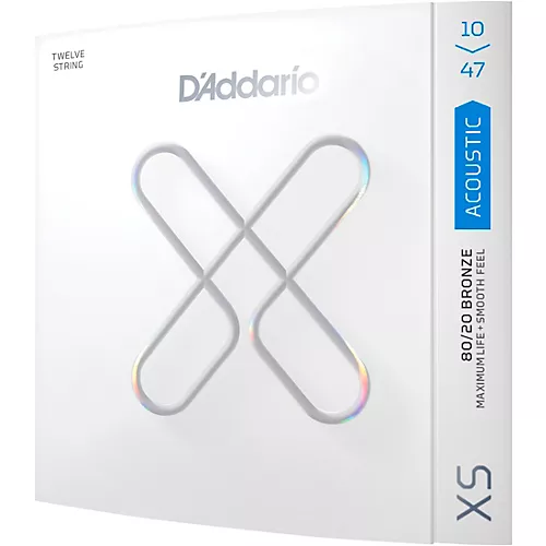 D'Addario XS Acoustic 80/20 Bronze Coated Guitar Strings, 12-String Light (10-47)