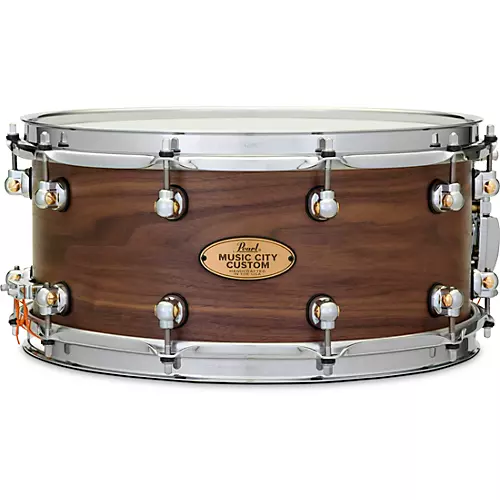 Pearl Music City Custom Solid Shell Snare Walnut in Hand-Rubbed Natural Finish 14 x 6.5 in.