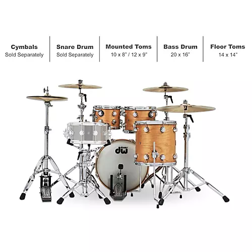 DW 4-Piece Collectors Series Cherry Shell Pack With Chrome Hardware Satin Natural