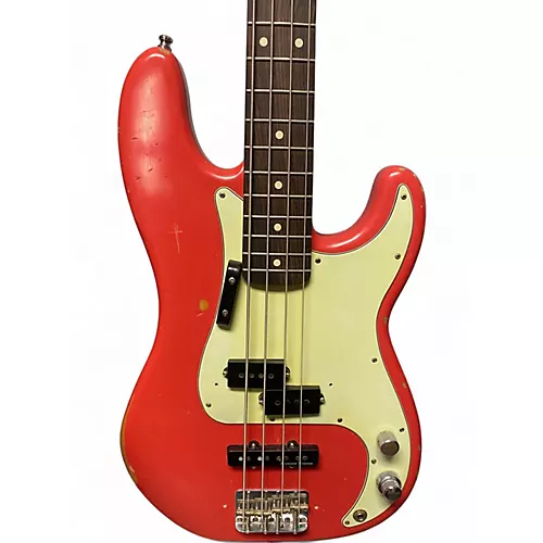 Used 2015 Fender Road Worn 1950S Precision Bass Fiesta Red Electric Bass Guitar Fiesta Red