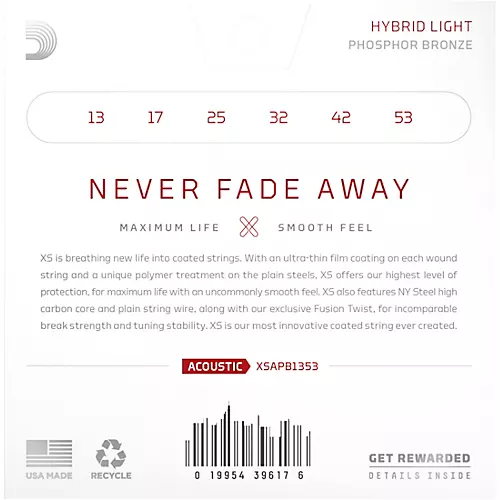 D'Addario XS Acoustic Phosphor Bronze Strings Light Plus (12.5 - 54)