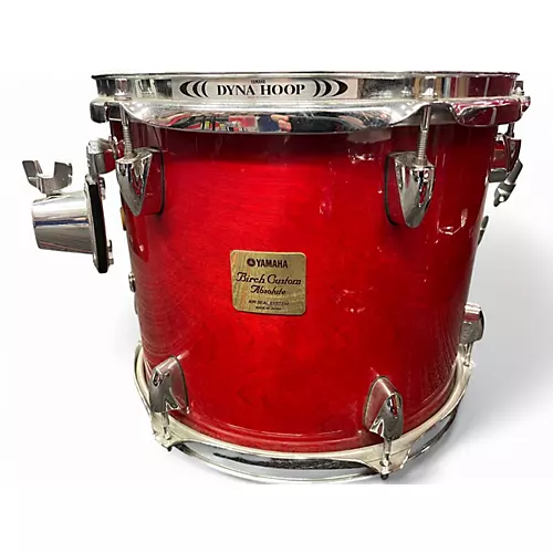 Used 2000s Yamaha 4 Piece Birch Custom Absolute Trans Red Drum Kit Trans Red