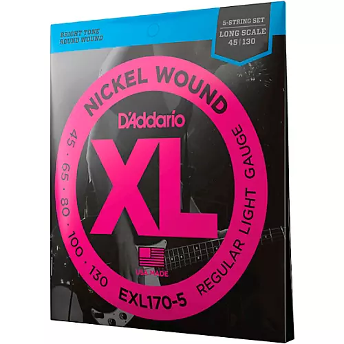 D'Addario EXL170-5 XL Nickel Round Wound 5-String Long Bass Strings