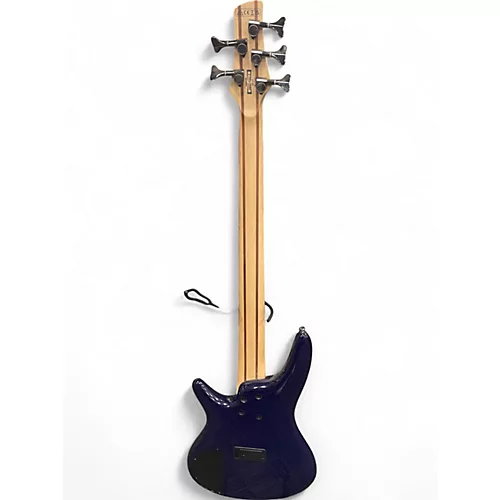 Used Ibanez SR375 5 String Blue Electric Bass Guitar Blue