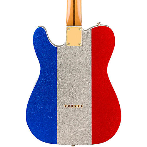 Fender Buck Owens Telecaster Electric Guitar Red, Silver and Blue Sparkle
