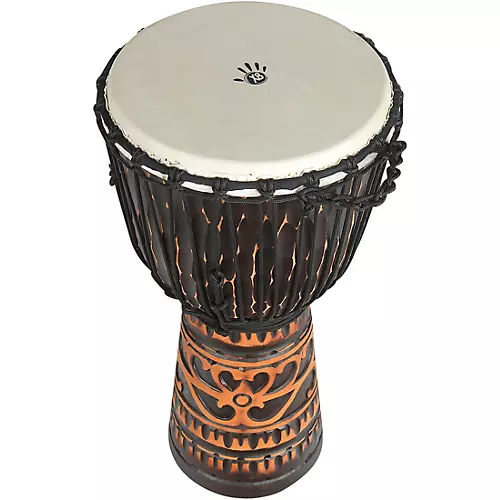 X8 Drums Deep Carve Antique Chocolate Djembe Drum 12 in.