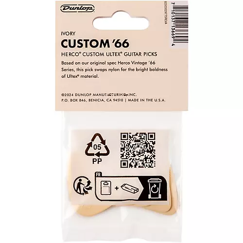 Dunlop x Herco Custom '66 Ultex Cream Guitar Picks Heavy 36 Pack