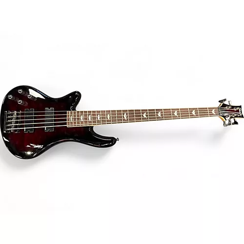 Used Schecter Guitar Research Stiletto Extreme 5 String Black Cherry Electric Bass Guitar Black Cherry
