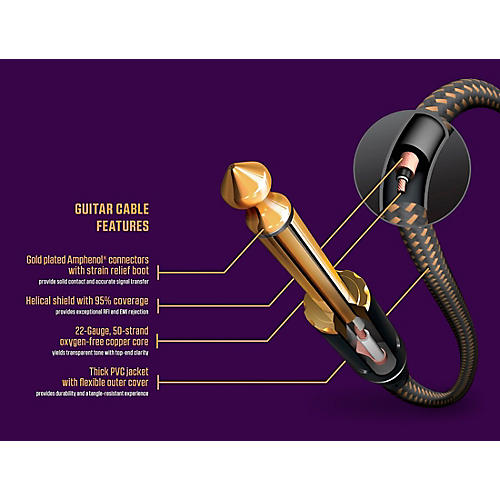 Livewire Signature Guitar Cable Straight/Angle Black and Yellow 20 ft.