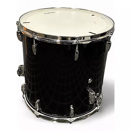 Used Pearl 3 piece WOOD-FIBERGLASS Black Drum Kit Black