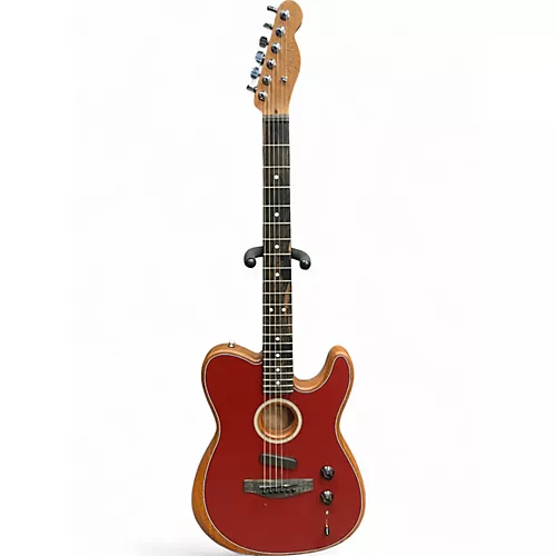 Used Fender American Acoustasonic Telecaster Red Acoustic Electric Guitar Red