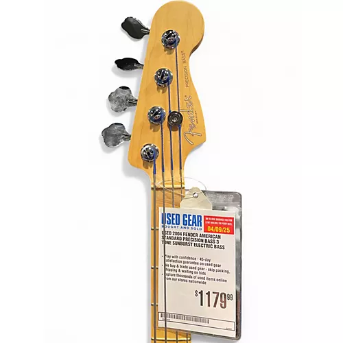 Used 2004 Fender American Standard Precision Bass 3 Tone Sunburst Electric Bass Guitar 3 Tone Sunburst