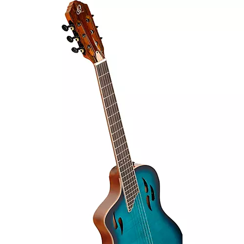 Ortega TourPlayer Deluxe Left-Handed Nylon-String Acoustic-Electric Guitar Blue Burst