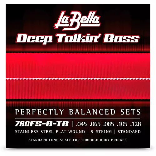 LaBella 760FS-B-TB Deep Talkin' Bass Stainless Steel Flat Wound 5-String Bass Strings for Through-Body Bridges