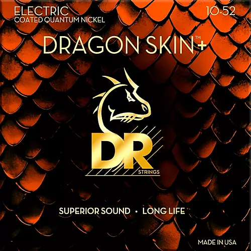 DR Strings Dragon Skin+ Coated Accurate Core Technology 6-String Nickel Electric Guitar Strings 10 - 52