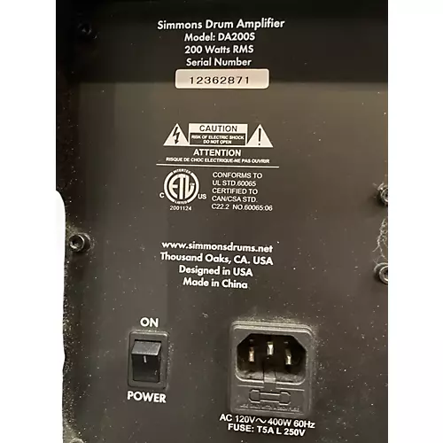 Used Simmons DA200S 200W Drum Amplifier