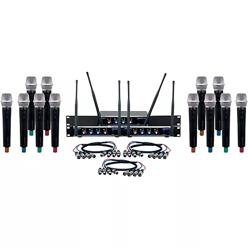 VocoPro DIGITAL-ACAPELLA-12 12-Channel UHF Wireless Handheld Microphone System, 900-927.2mHz 902-928 MHz Black