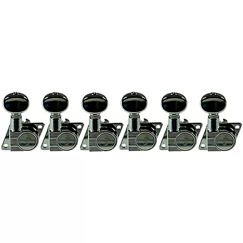 Kluson 6-In-Line Non-Locking Revolution Series F-Mount Tuning Machines With Staggered Posts Nickel