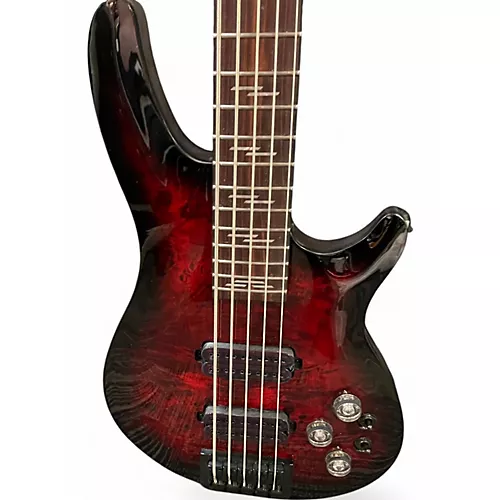 Used Schecter Guitar Research OMEN ELITE Crimson Red Burst Electric Bass Guitar Crimson Red Burst