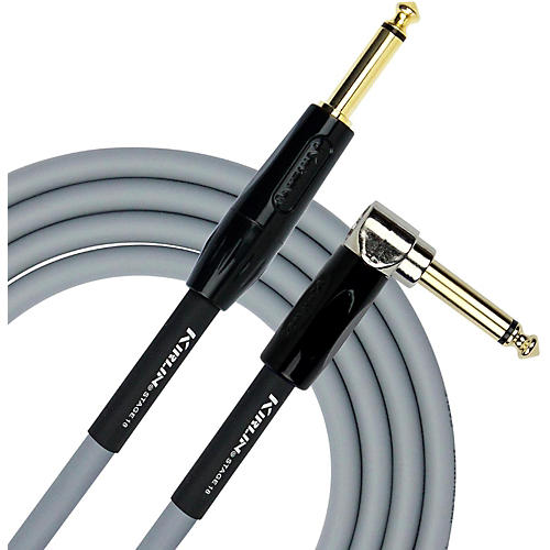 Kirlin 18AWG Stage Straight to Right Angle Instrument Cable with Gray PVC Jacket 10 ft.
