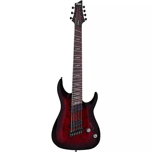 Schecter Guitar Research Omen Elite-7 MS Electric Guitar See-Thru Blue Burst
