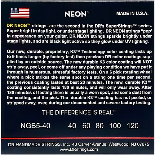 DR Strings NEON Hi-Def Green Bass SuperStrings Light 5-String