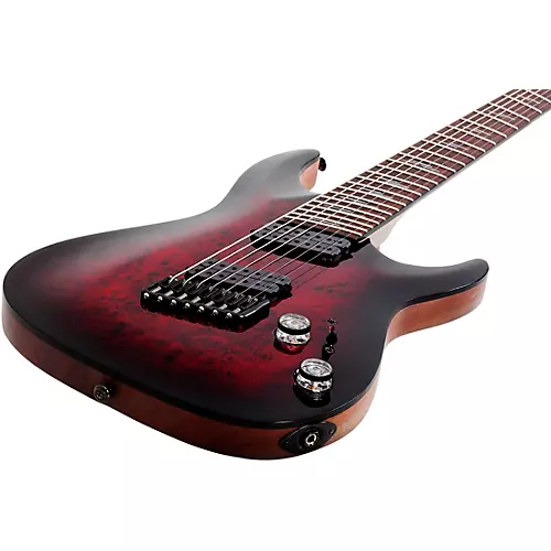 Schecter Guitar Research Omen Elite-7 MS Electric Guitar See-Thru Blue Burst