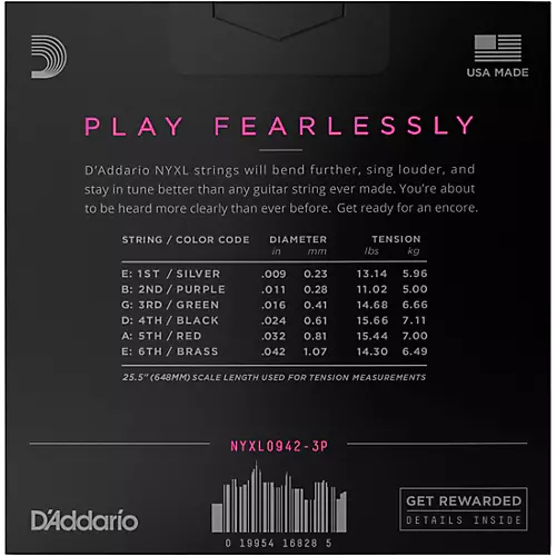 D'Addario NYXL0942 Super-Light 3-Pack Electric Guitar Strings