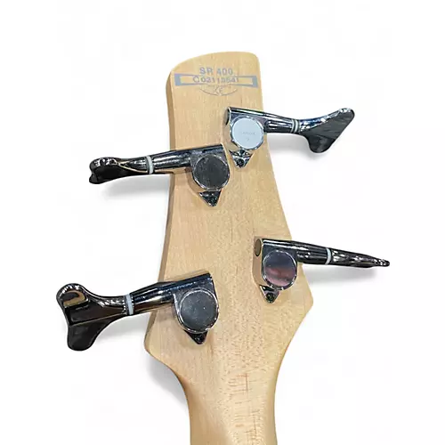 Used Ibanez SR400 Silver Electric Bass Guitar Silver