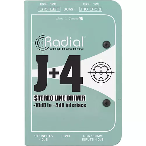 Radial Engineering J+4 Stereo Line Driver -10dB to +4dB Interface